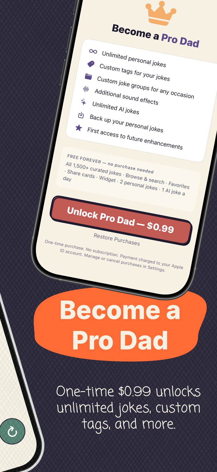 Become a Pro Dad — the one-time $0.99 unlock and its features